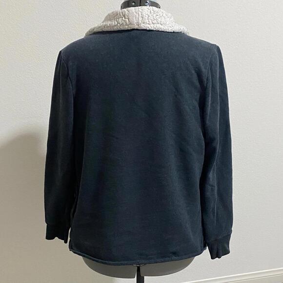 Mossimo Supply Co Dark Grey White Sherpa Style Collar Sweatshirt Jacket Medium - Picture 2 of 4